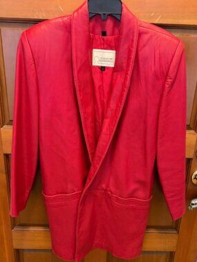 Rare New Old Stock Georgetown Leather Designs 1980s Red Blazer Coat Small